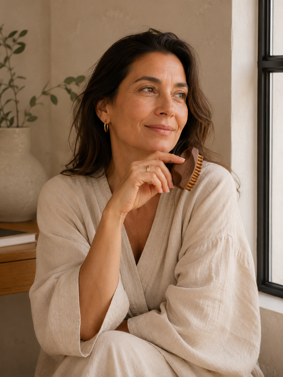 Mujer después de su rutina de skincare con GlowLift
